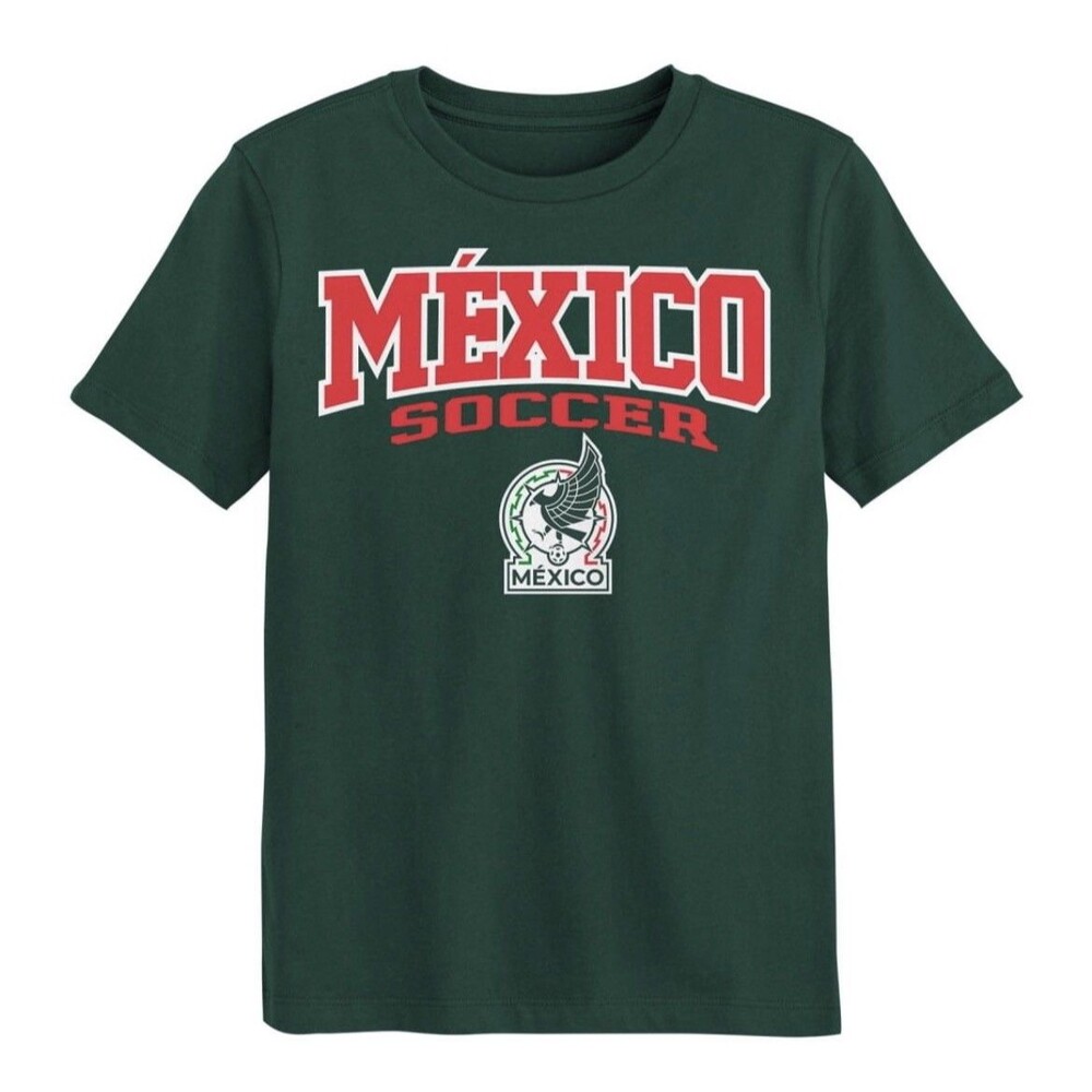 Mexico National Team MD Youth Green Arch-Over Logo Soccer Futbol Tee T-shirt